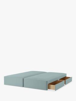 John Lewis Pocket Sprung 4 Drawer Storage Divan Base, Super King Size, Cotton Effect Beige, Soft Touch Duck Egg