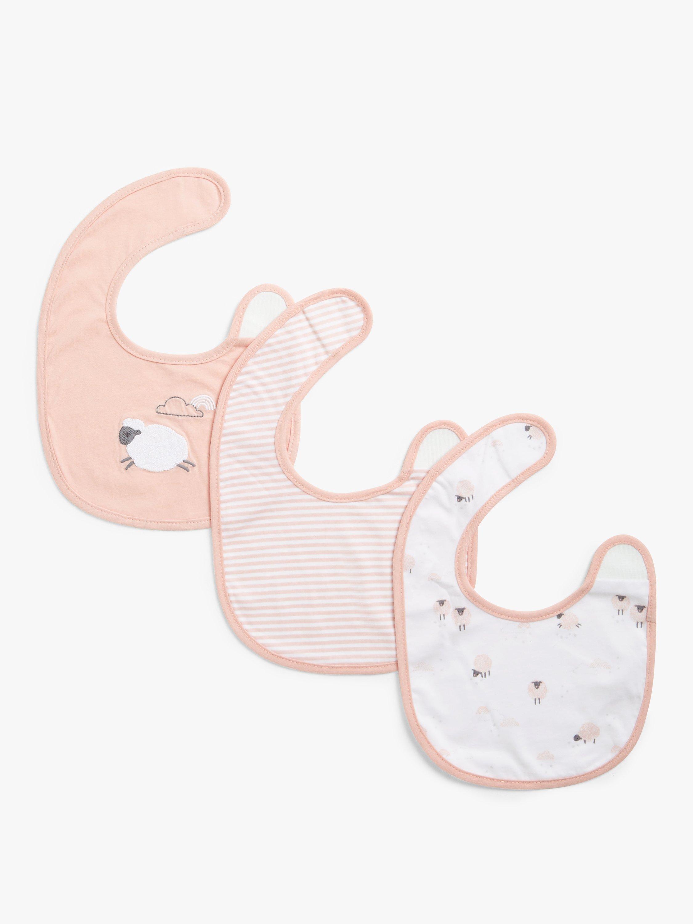 John Lewis Sheep Print Bib, Pack of 3