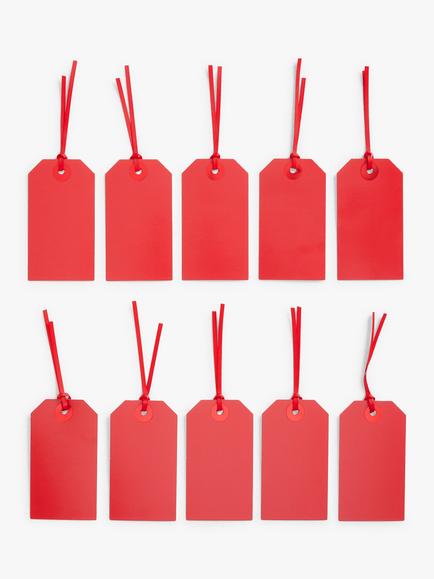 John Lewis Gift Tags, Pack of 10, Red