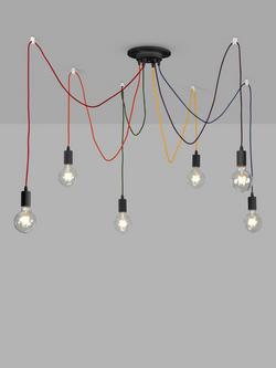 John Lewis 6 Pendant Swag Ceiling Light, Black/Multi, Black/Multi