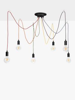 John Lewis 6 Pendant Swag Ceiling Light, Black/Multi - view 2, Black/Multi