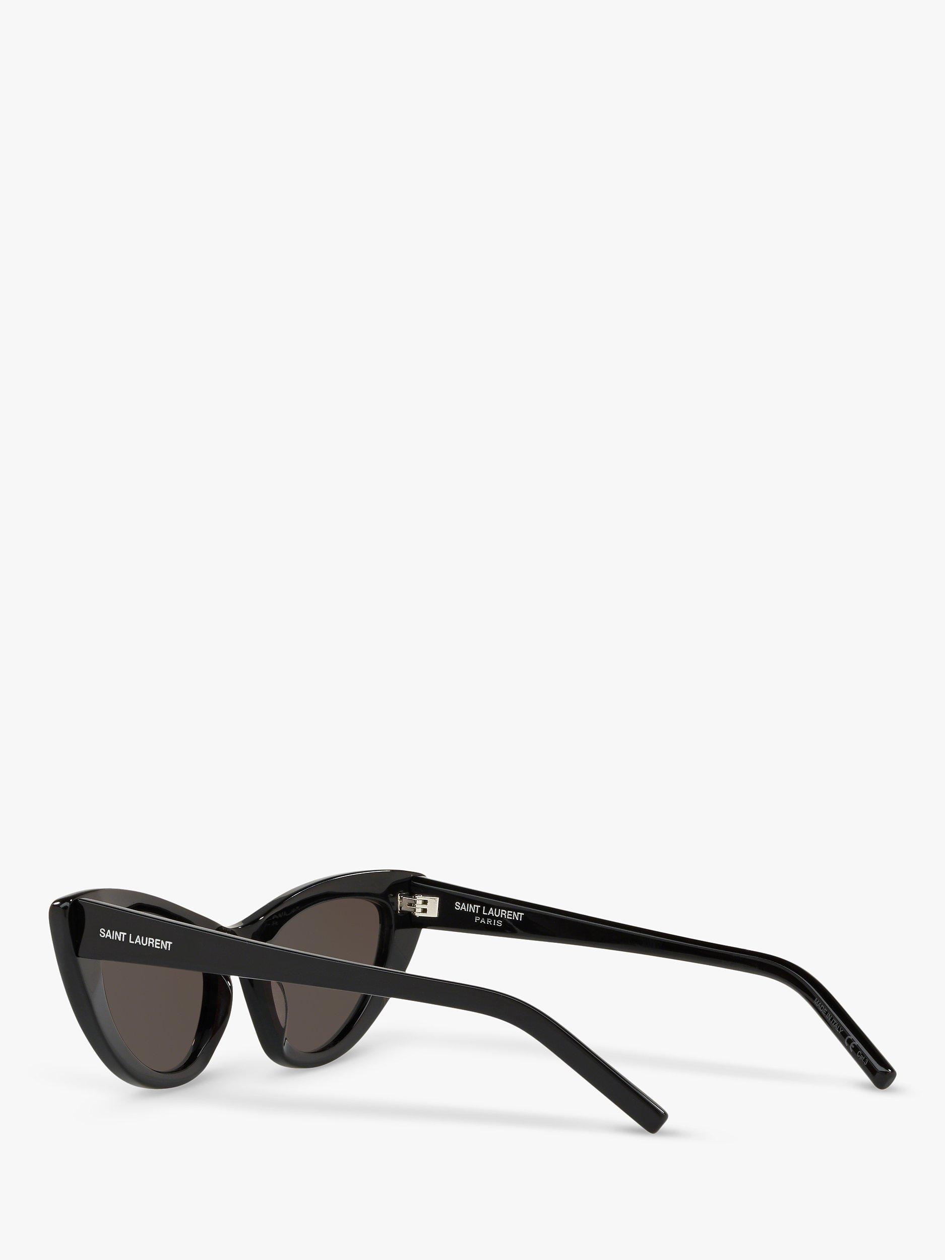 Product image 5 of 11, which shows Yves Saint Laurent SL 213 Women's Lily Cat's Eye Sunglasses, Shiny Black/Grey