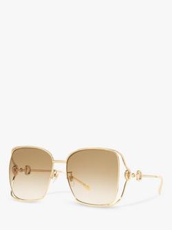 Gucci GG1020S Women's Square Sunglasses, Gold/Brown Gradient, Gold/Brown Gradient