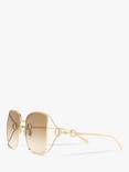 Gucci GG1020S Women's Square Sunglasses, Gold/Brown Gradient