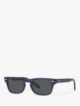 Ray-Ban Junior RJ9083S Burbank Rectangular Sunglasses, Striped Blue/Grey