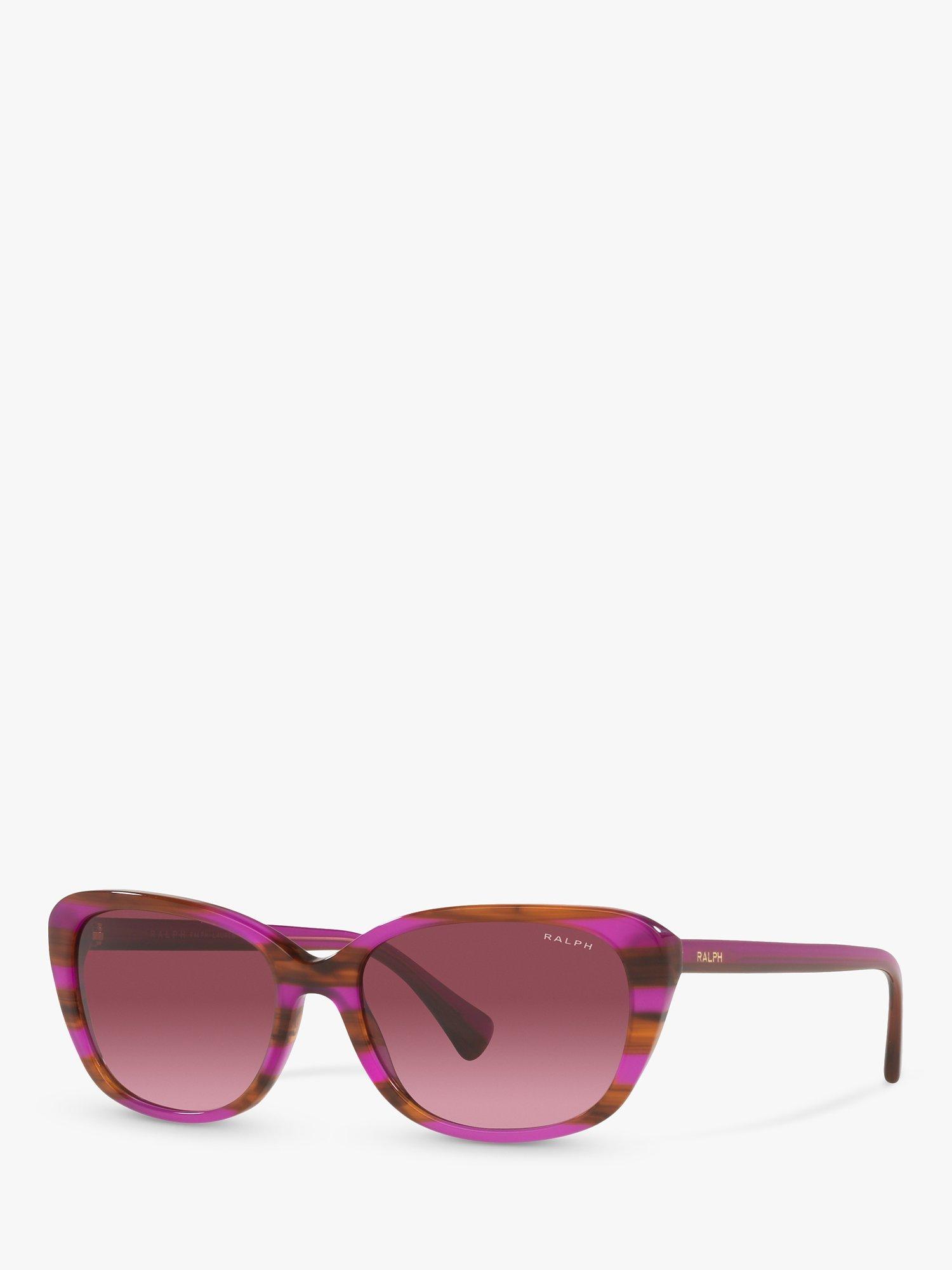Ralph RA5283 Women's Pillow Shape Sunglasses, Striped Purple Brown