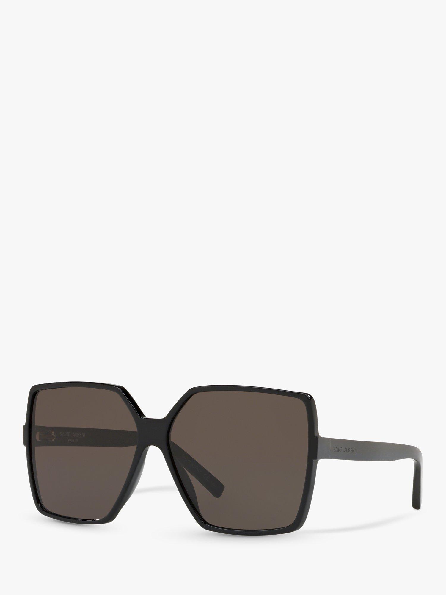 Product image 1 of 11, which shows Yves Saint Laurent SL 232 Women's Betty Square Sunglasses, Shiny Black/Grey