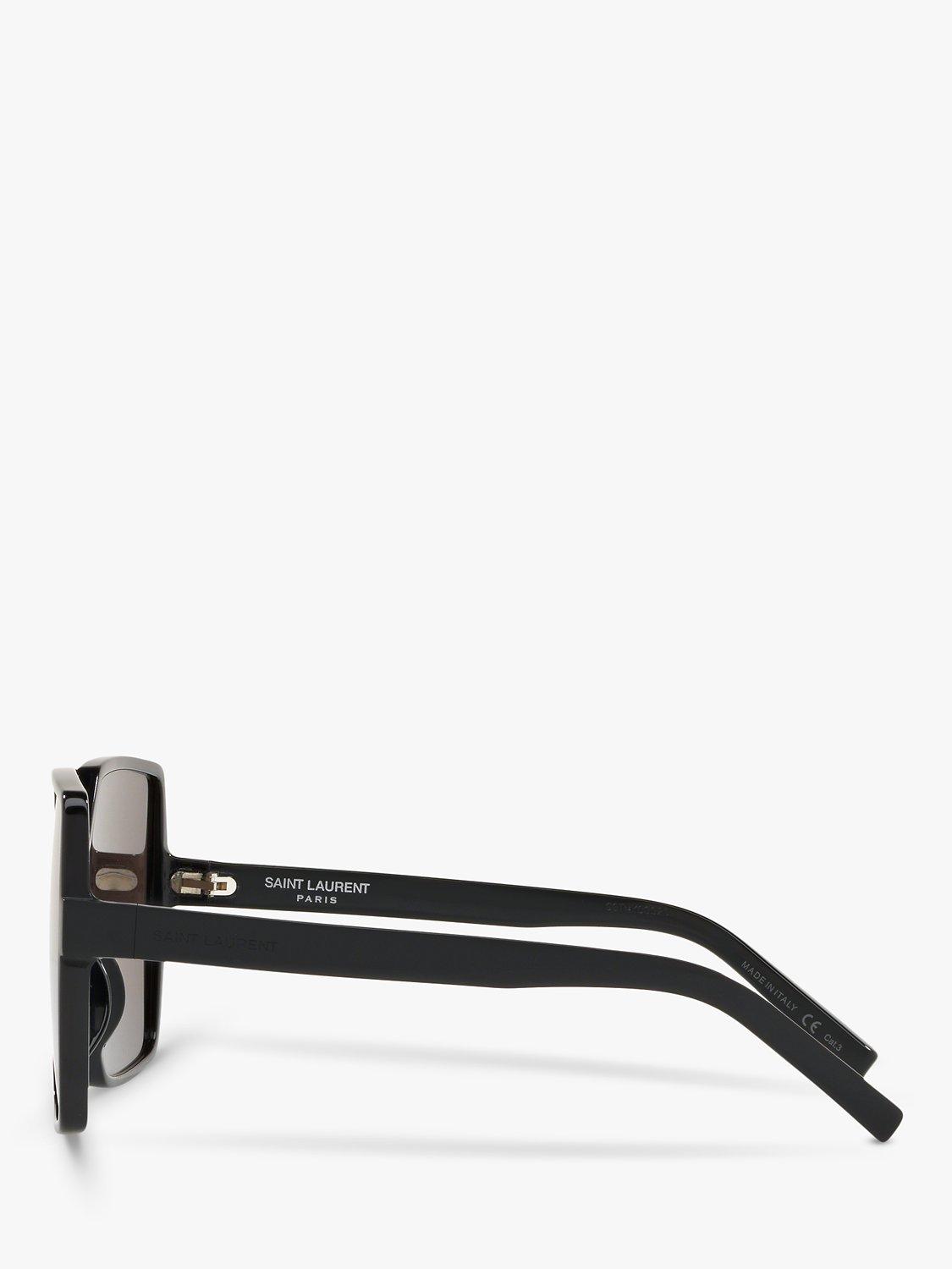 Product image 4 of 11, which shows Yves Saint Laurent SL 232 Women's Betty Square Sunglasses, Shiny Black/Grey