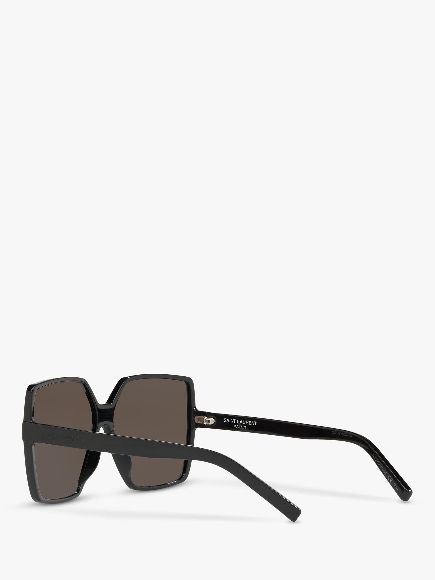Product image 5 of 11, which shows Yves Saint Laurent SL 232 Women's Betty Square Sunglasses, Shiny Black/Grey