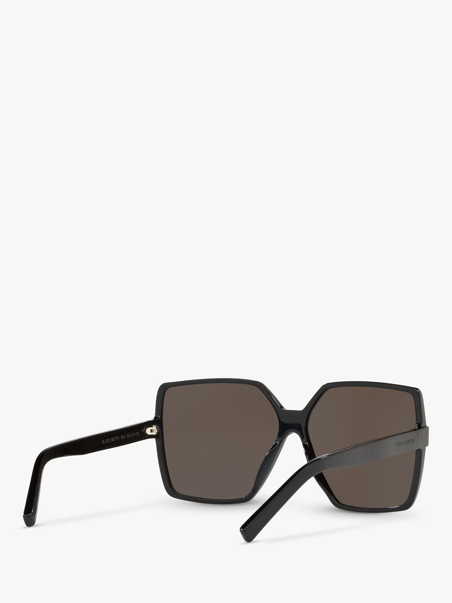 Product image 8 of 11, which shows Yves Saint Laurent SL 232 Women's Betty Square Sunglasses, Shiny Black/Grey