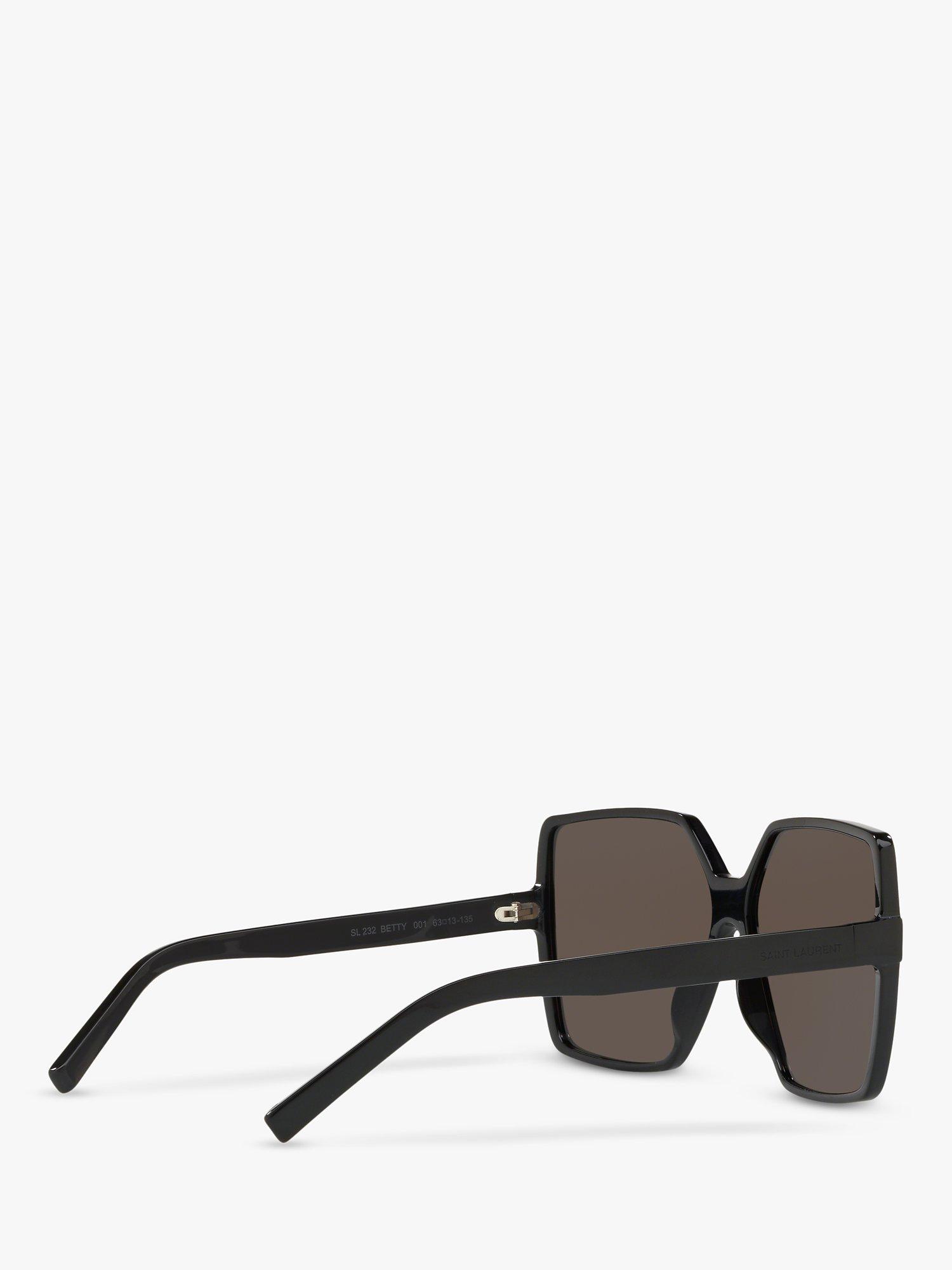 Product image 9 of 11, which shows Yves Saint Laurent SL 232 Women's Betty Square Sunglasses, Shiny Black/Grey
