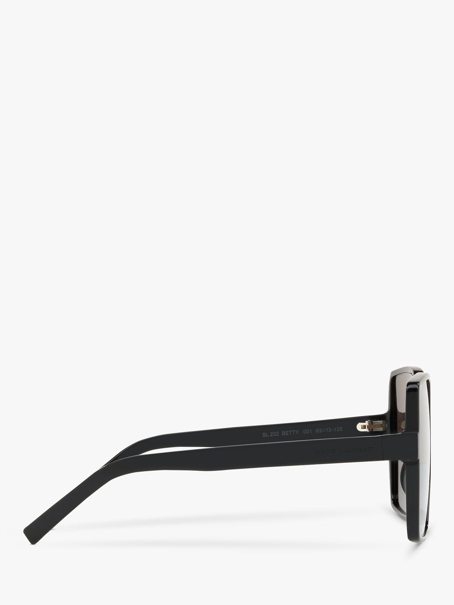 Product image 10 of 11, which shows Yves Saint Laurent SL 232 Women's Betty Square Sunglasses, Shiny Black/Grey