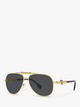 Versace VE2236 Unisex Pilot Sunglasses, Gold/Black