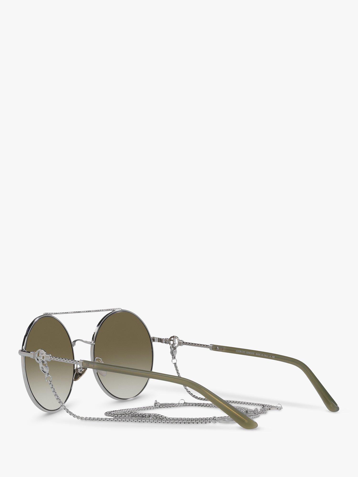 Product image 5 of 11, which shows Giorgio Armani AR6135 Women's Round Sunglasses, Silver/Green Gradient