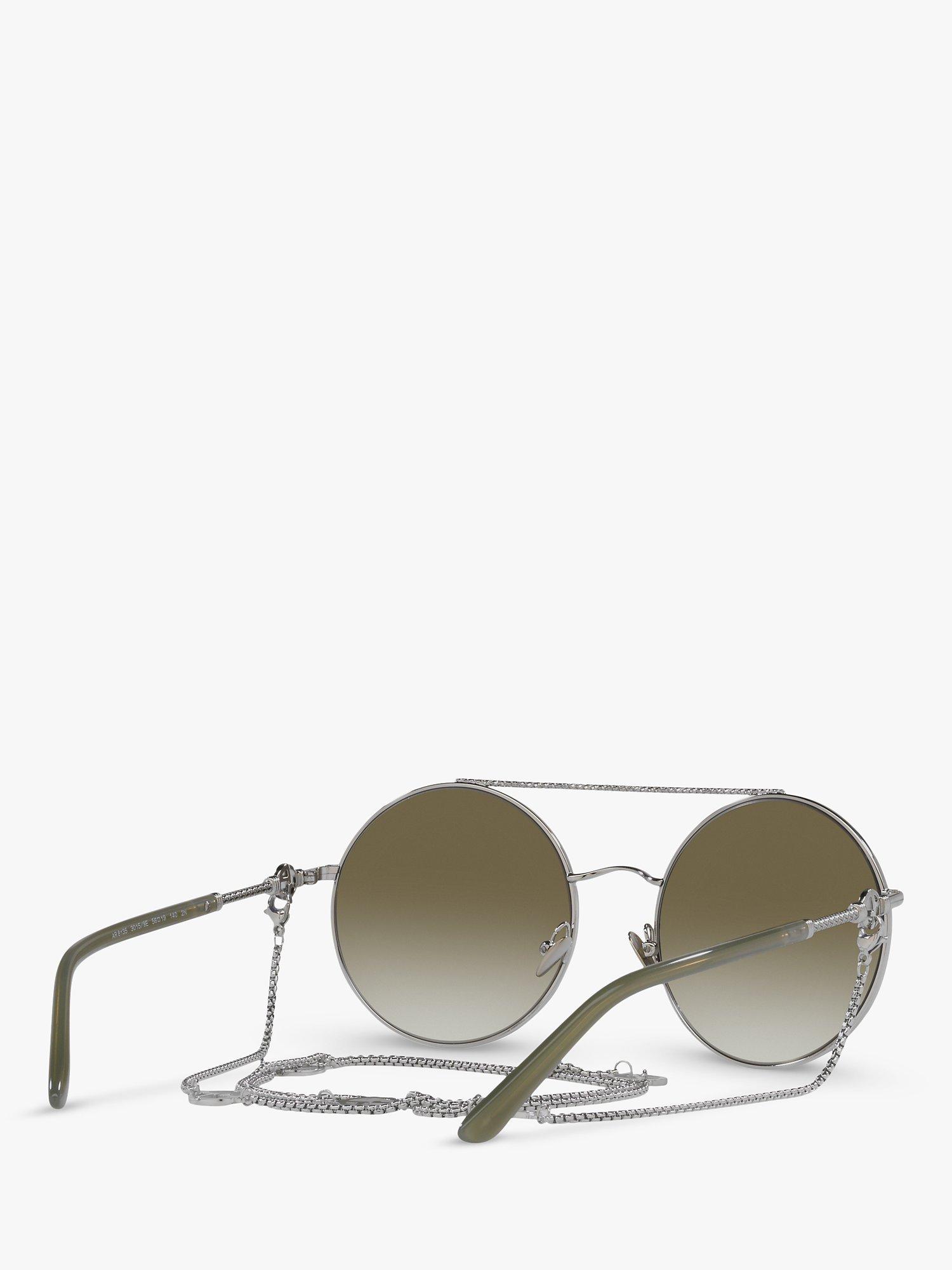 Product image 8 of 11, which shows Giorgio Armani AR6135 Women's Round Sunglasses, Silver/Green Gradient
