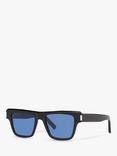 Yves Saint Laurent SL 469 Unisex Rectangular Sunglasses, Shiny Black/Blue