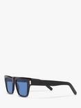 Yves Saint Laurent SL 469 Unisex Rectangular Sunglasses, Shiny Black/Blue