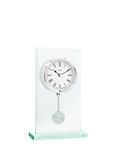 Acctim La Collina Roman Numeral Quartz Analogue Glass Pendulum Mantel Clock, 22cm, Clear