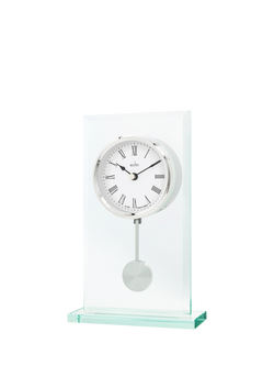 Acctim La Collina Roman Numeral Quartz Analogue Glass Pendulum Mantel Clock, 22cm, Clear - view 2, Clear