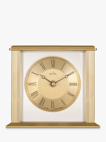 Acctim Gayhurst Roman Numeral Quartz Analogue Mantel Clock, 14cm, Gold, Gold