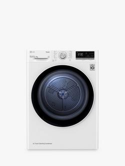LG FDV709W Freestanding Heat Pump Tumble Dryer, 9kg Load, White, White
