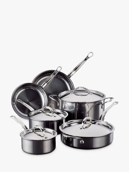 Hestan NanoBond Stainless Steel Pan Set, 6 Piece, Stainless Steel