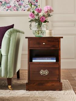 Laura Ashley Garrat 2 Drawer Side Table, Dark Brown - view 2, Dark Brown