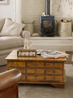 Laura Ashley Garrat 9 Drawer Coffee Table, Dark Brown - view 2, Dark Brown