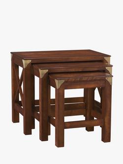 Laura Ashley Balmoral Nest of 3 Side Tables, Dark Chestnut, Chestnut Brown