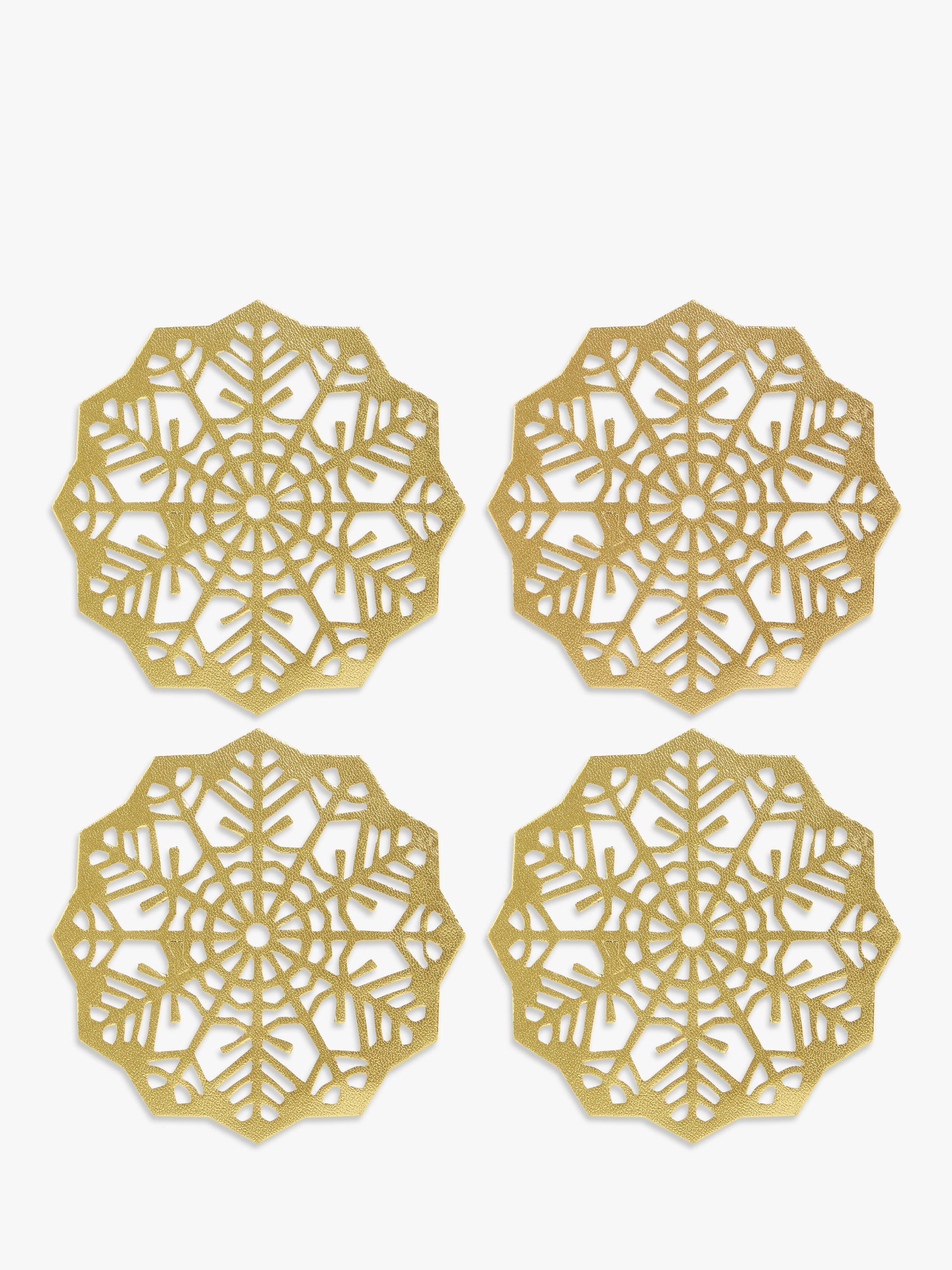John Lewis Snowflake Cut-Out Coasters, Set of 4, Gold