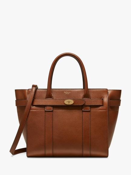 Mulberry Bayswater Zipped Small Classic Grain Leather Tote Bag, Oak