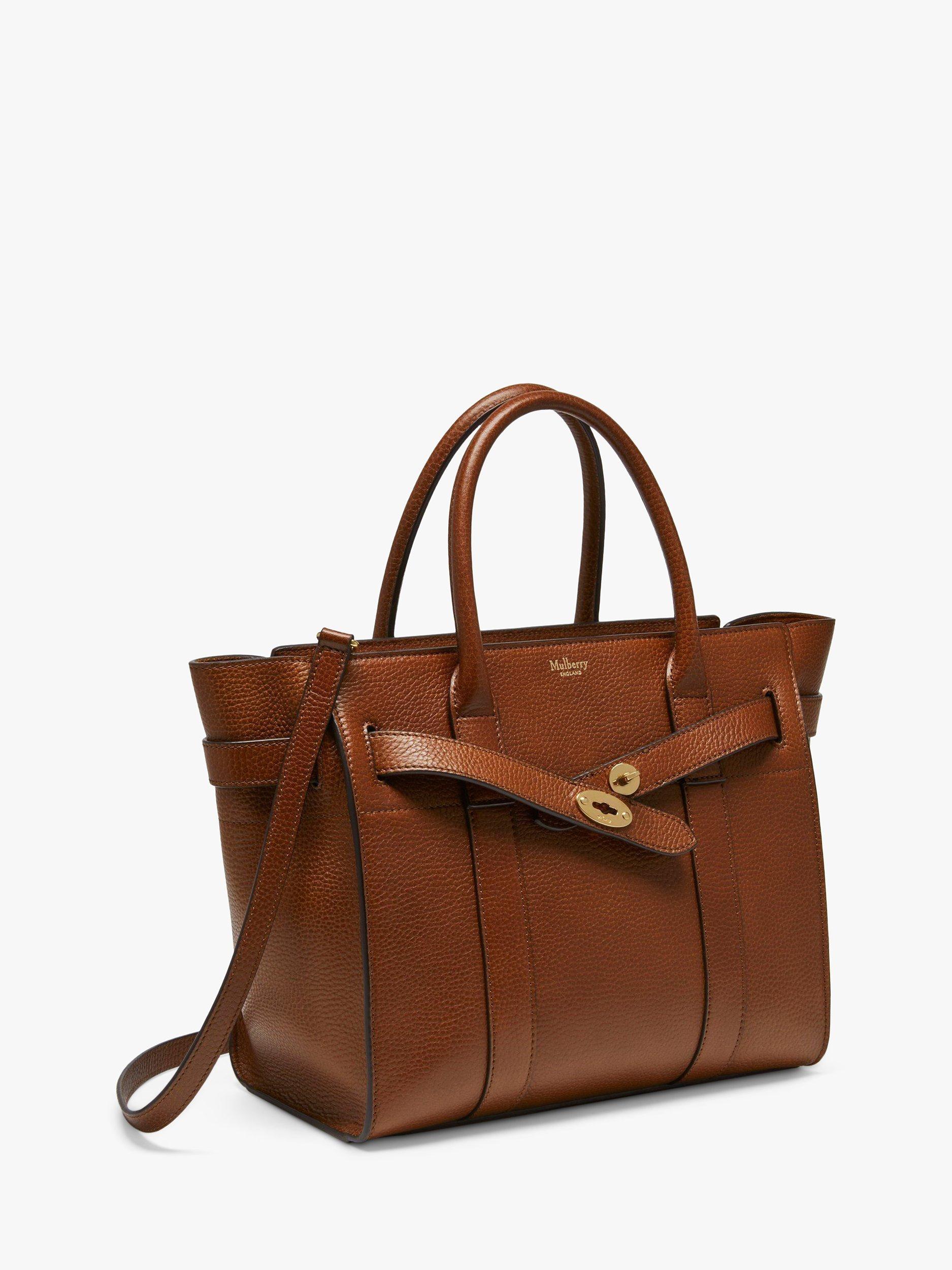 Product image 4 of 8, which shows Mulberry Small Bayswater Zipped Classic Grain Leather Tote Bag, Oak