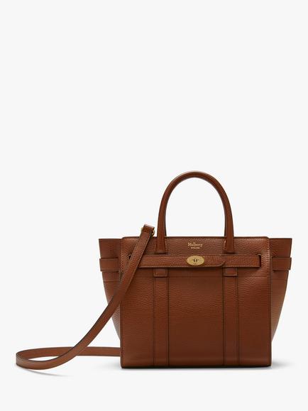 Mulberry Mini Bayswater Zipped Classic Grain Leather Tote Bag, Oak