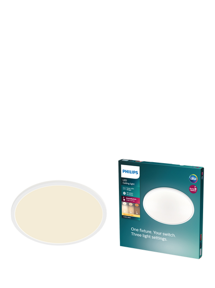 Philips Superslim CL550 LED Functional Flush Ceiling Light, White, White