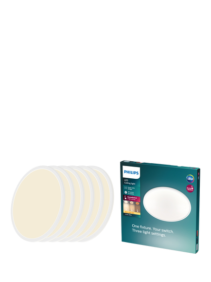 Philips Superslim CL550 LED Functional Flush Ceiling Light, White - view 2, White