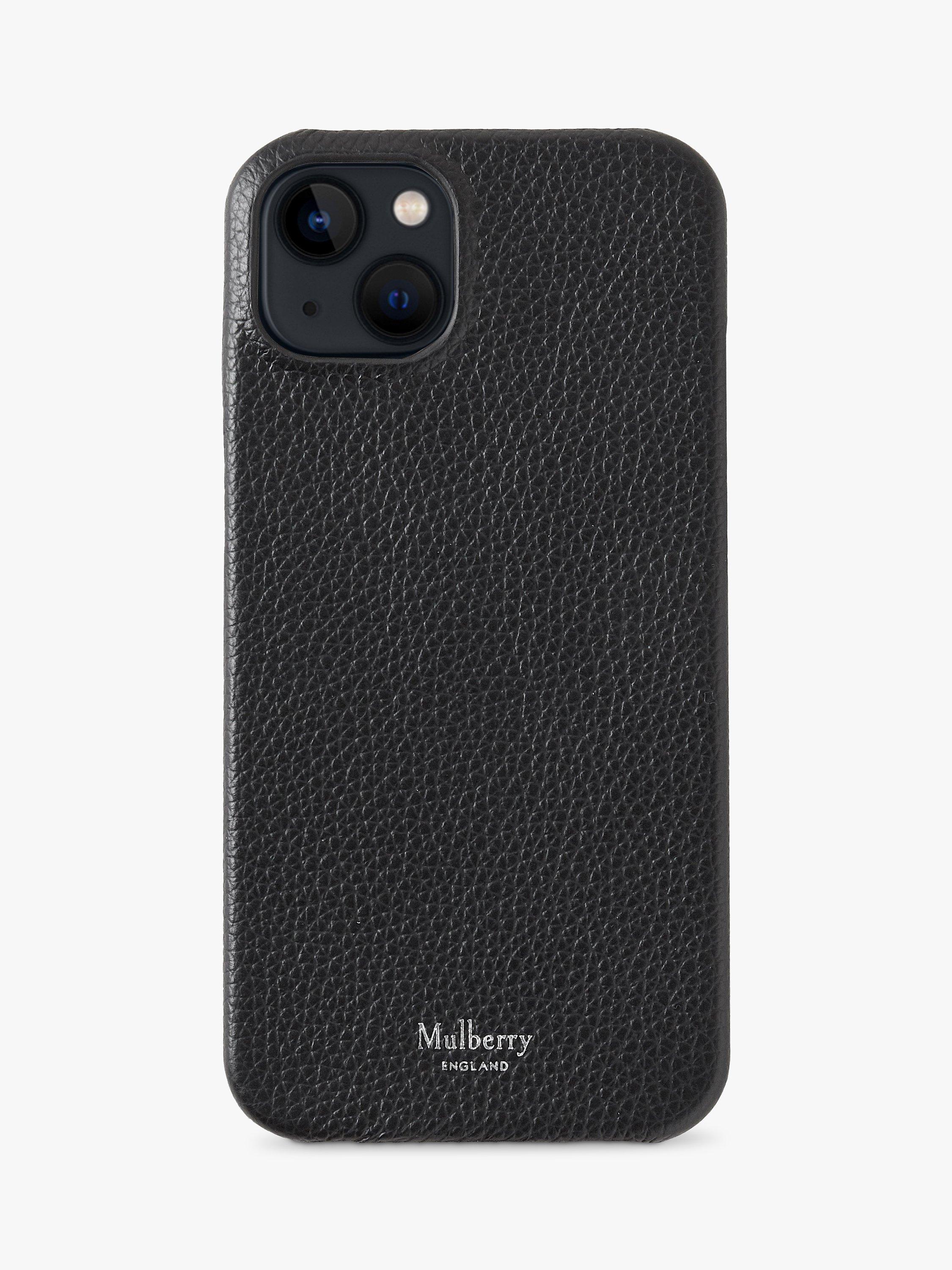 Mulberry Heavy Grain Leather iPhone 13 Cover, Black