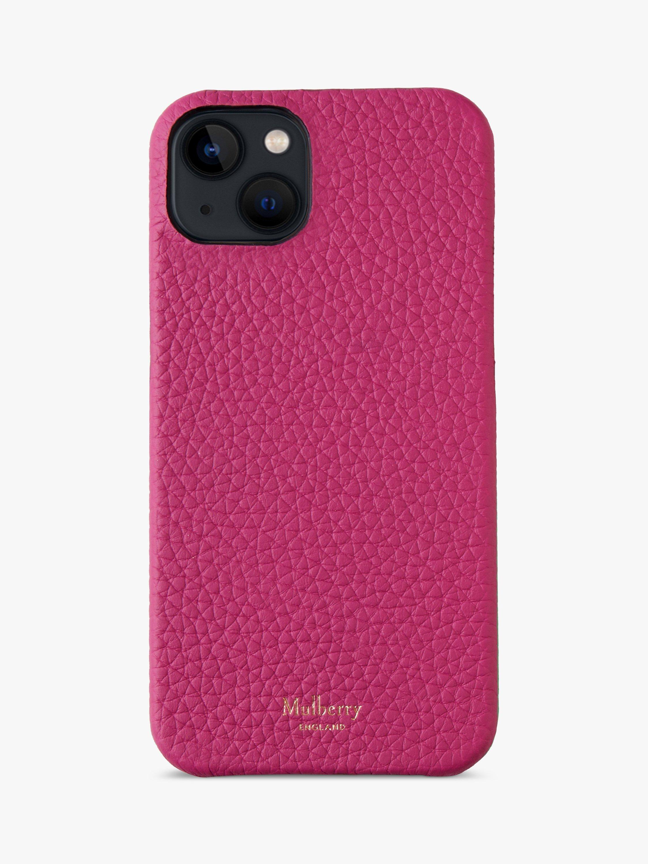 Mulberry Heavy Grain Leather iPhone 13 Cover, Mulberry Pink