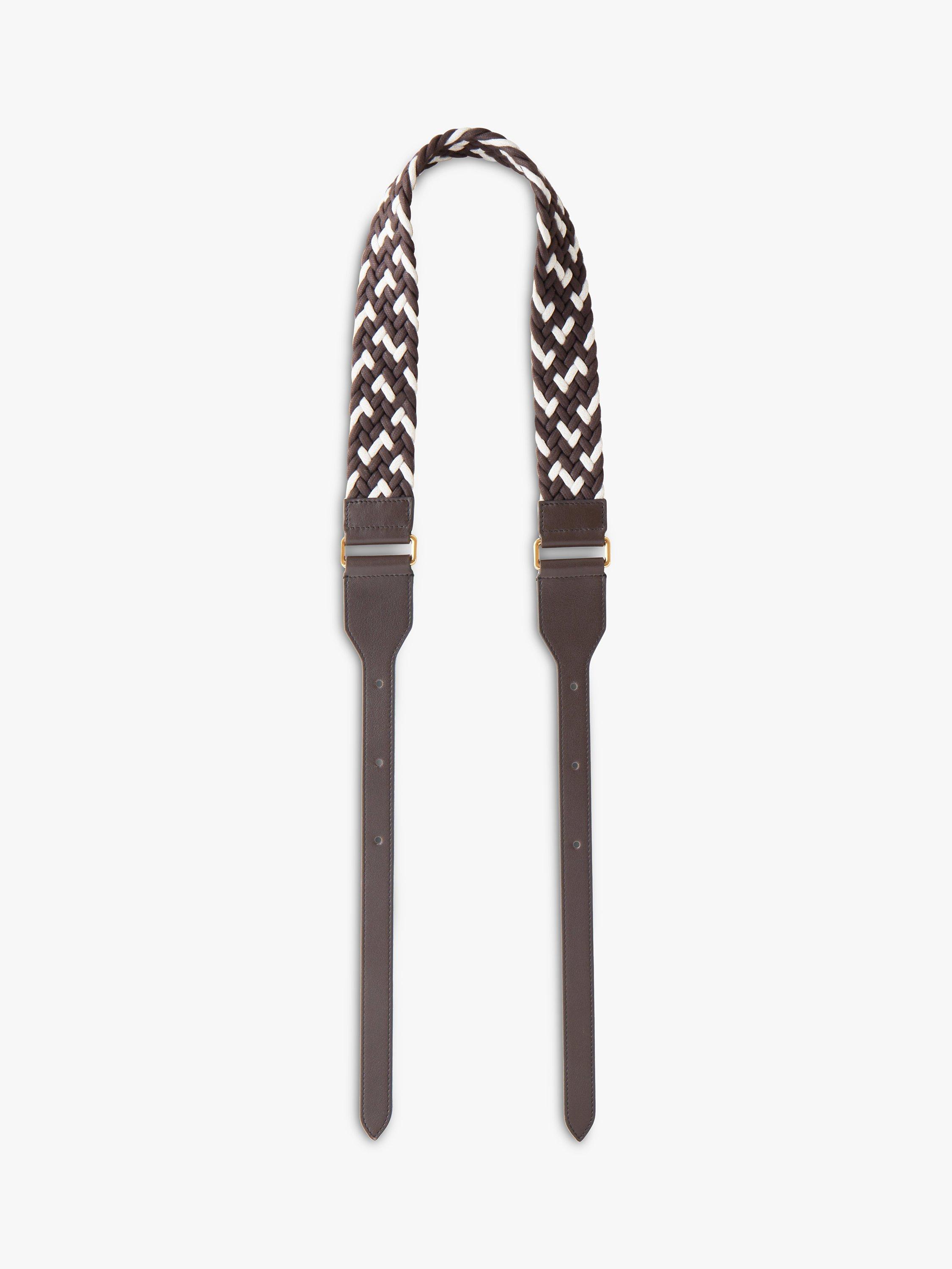 Mulberry Woven Cord & Silky Calf Leather Vichy Bag Strap, Ebony/White