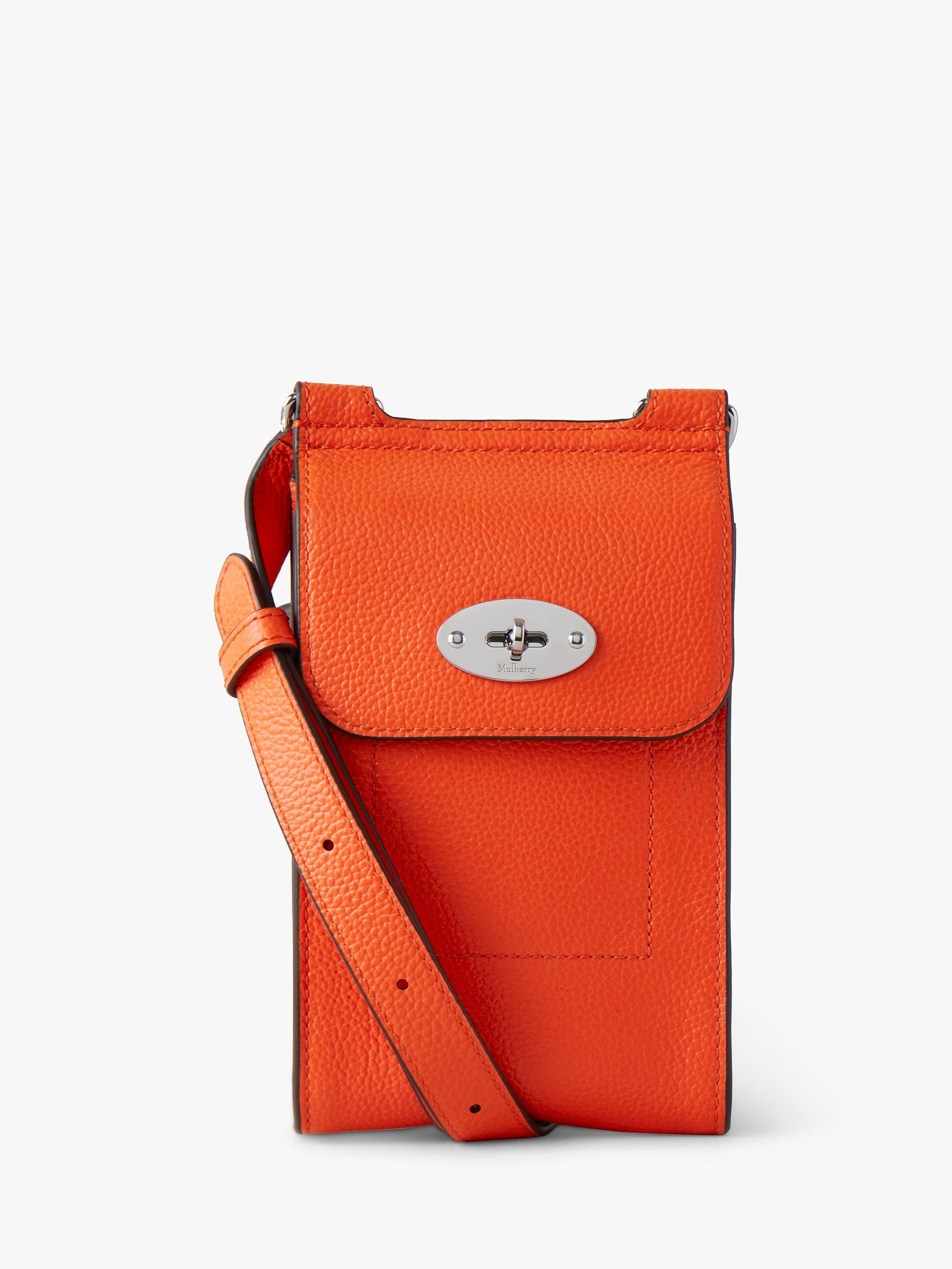 Mulberry Mini Antony Small Classic Grain Leather Satchel, Mandarin Orange