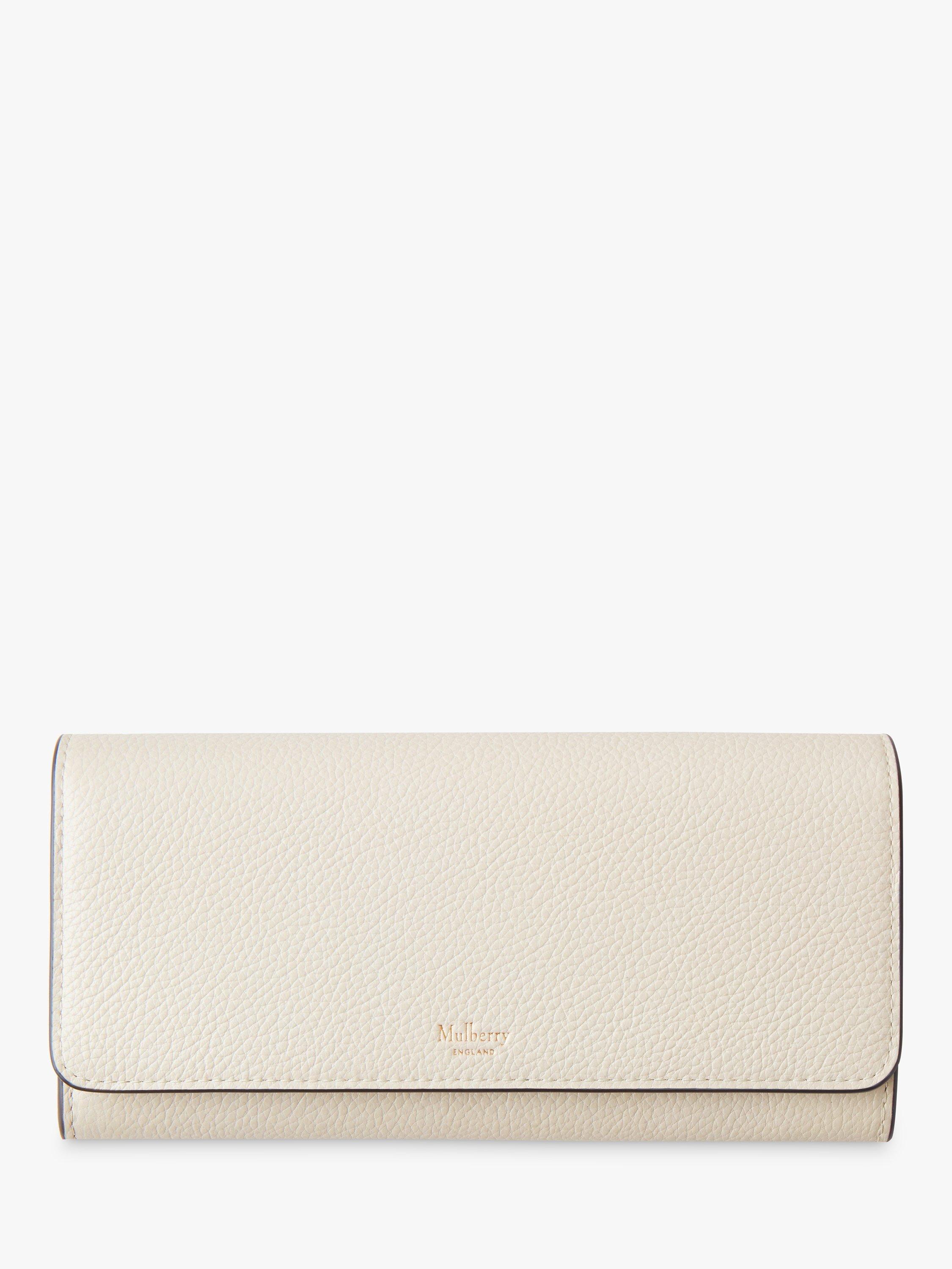 Product image 1 of 3, which shows Mulberry Small Classic Grain Leather Continental Wallet, Chalk