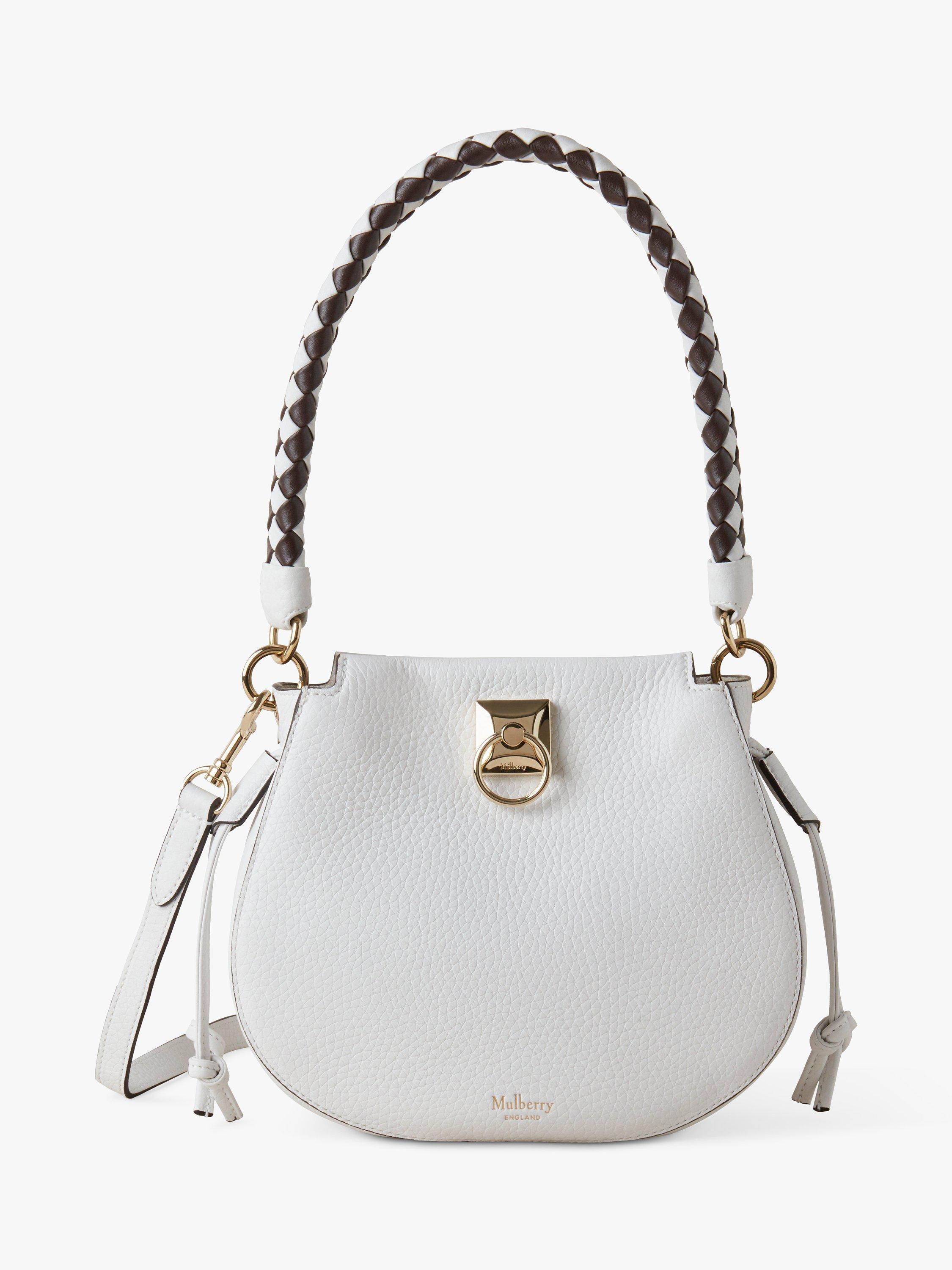 Mulberry Iris Mini Heavy Grain Leather Hobo Bag, White
