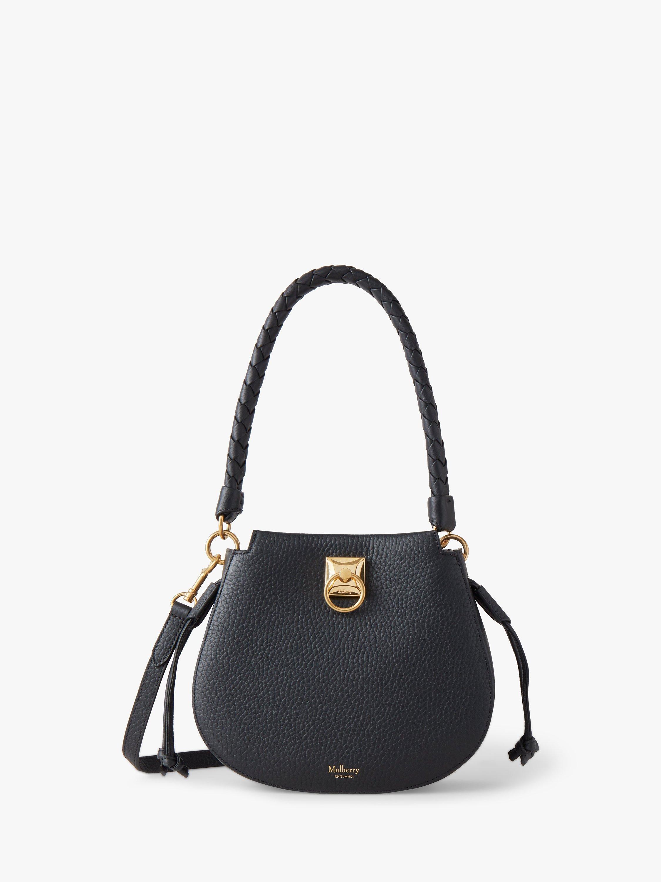 Mulberry Iris Mini Heavy Grain Leather Hobo Bag, Black