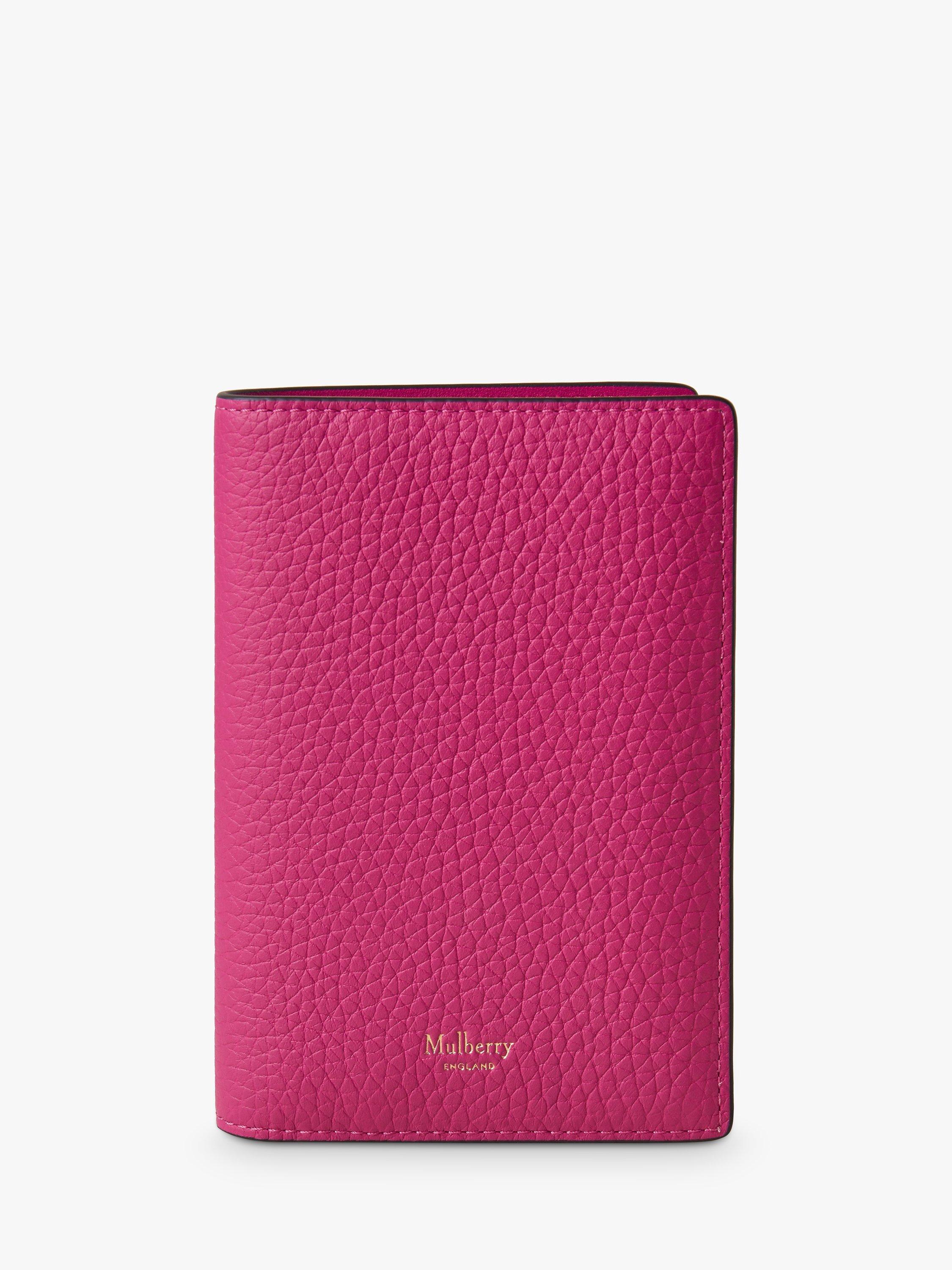 Mulberry Heavy Grain Leather Passport Cover, Mulberry Pink
