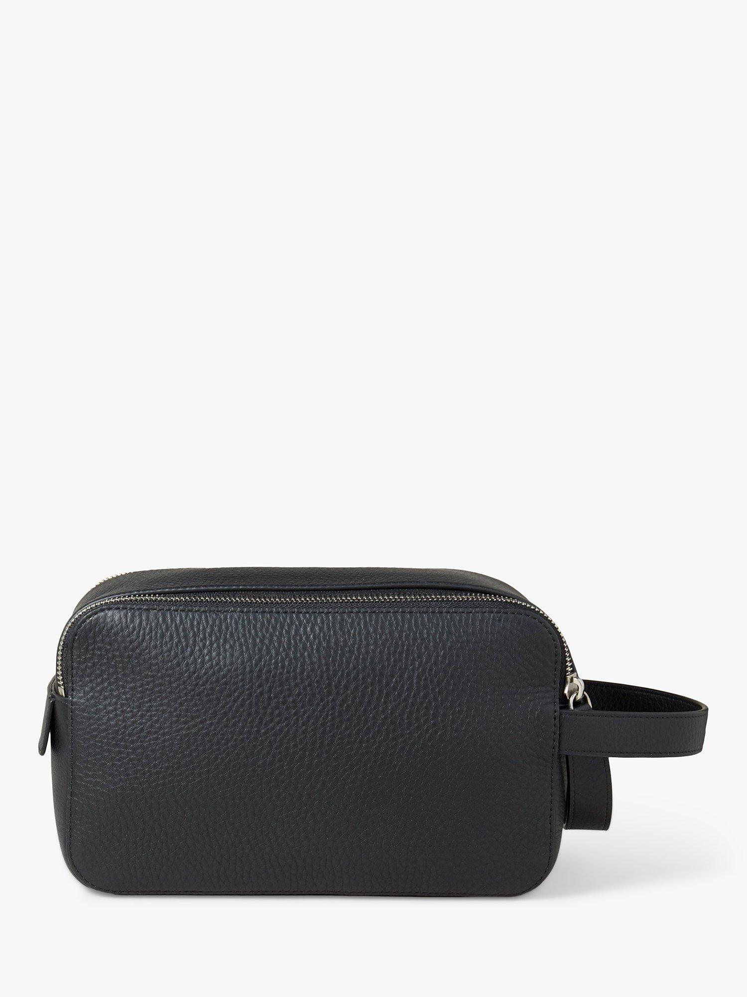 Mulberry Double Zip Heavy Grain Leather Wash Bag, Black