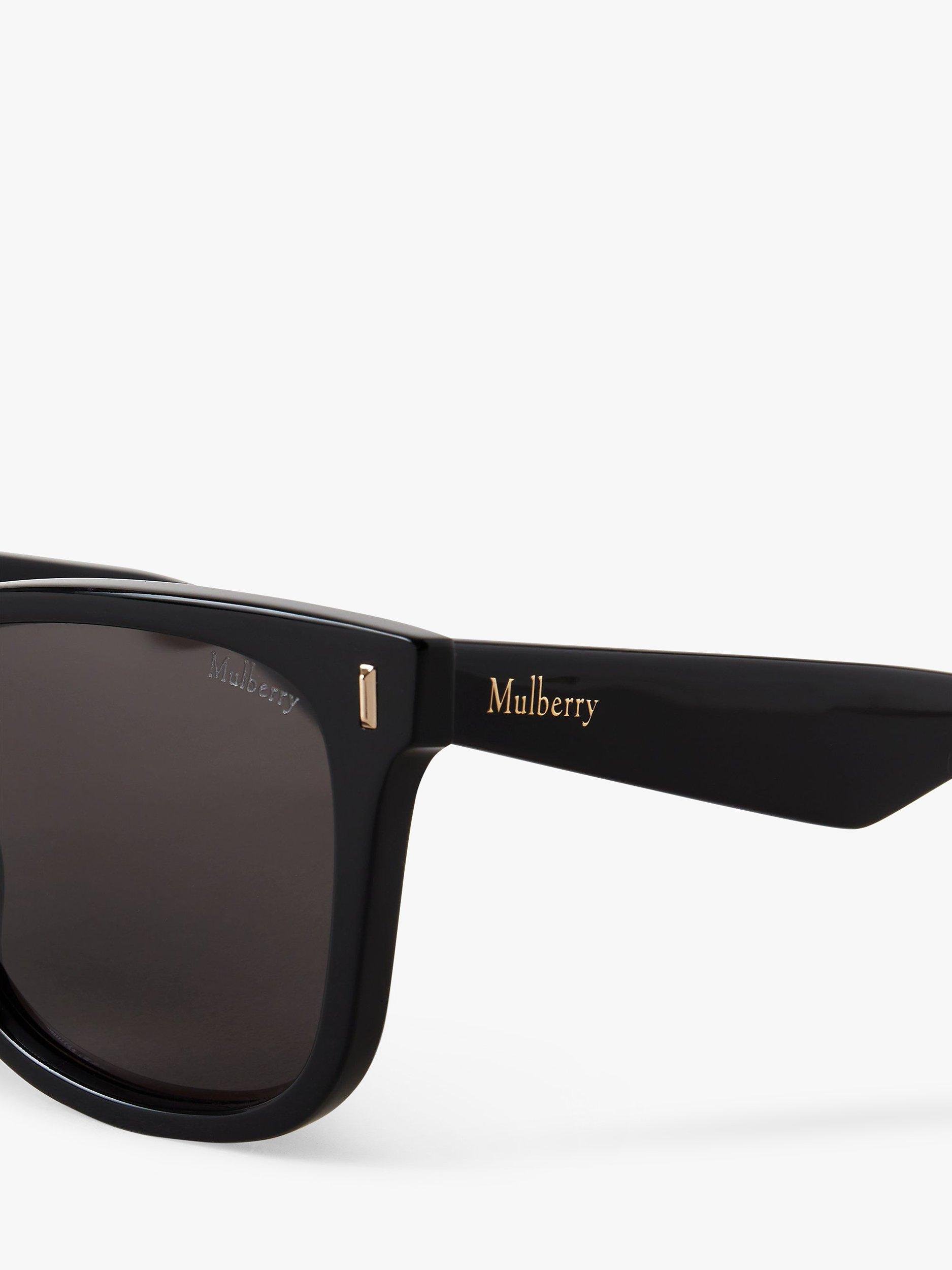 Product image 3 of 4, which shows Mulberry Alex Rectangular Frame Sunglasses, Black