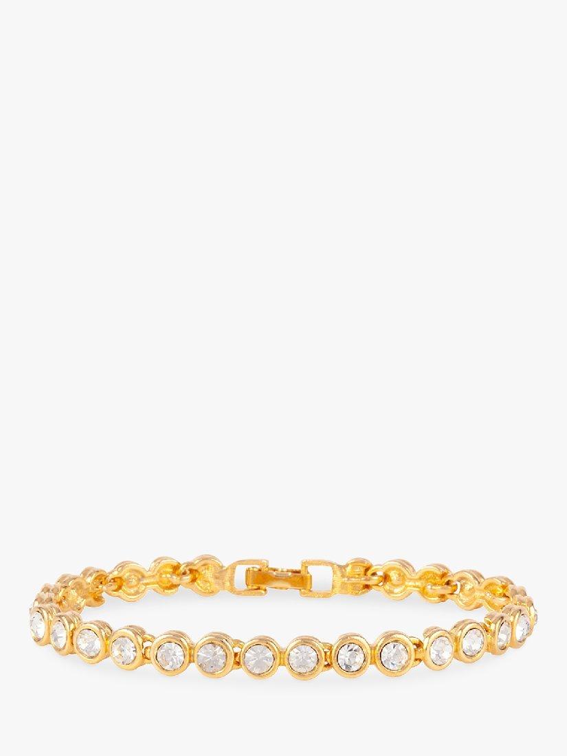 Susan Caplan Vintage Gold Plated Swarovski Crystals Tennis Bracelet, Dated Circa 1980s
