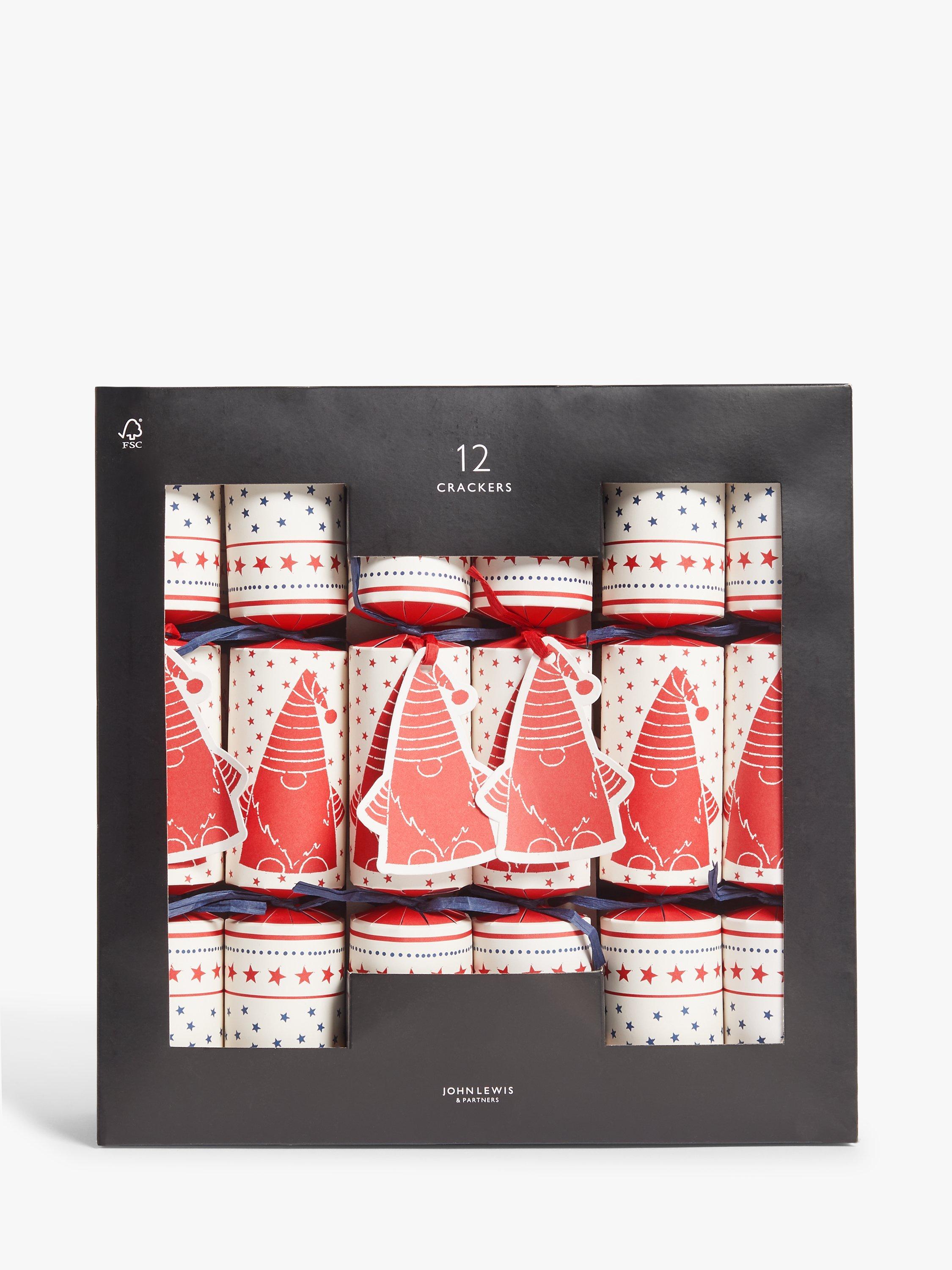 John Lewis Jolly General Store Gonks Crackers, Pack of 12, Red/White