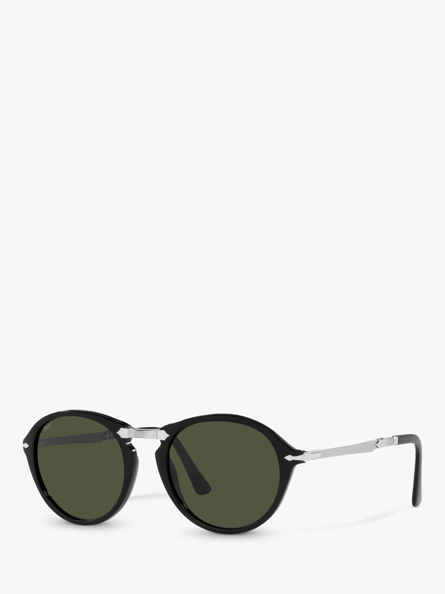 Persol PO3274S Unisex Oval Sunglasses, Black/Green