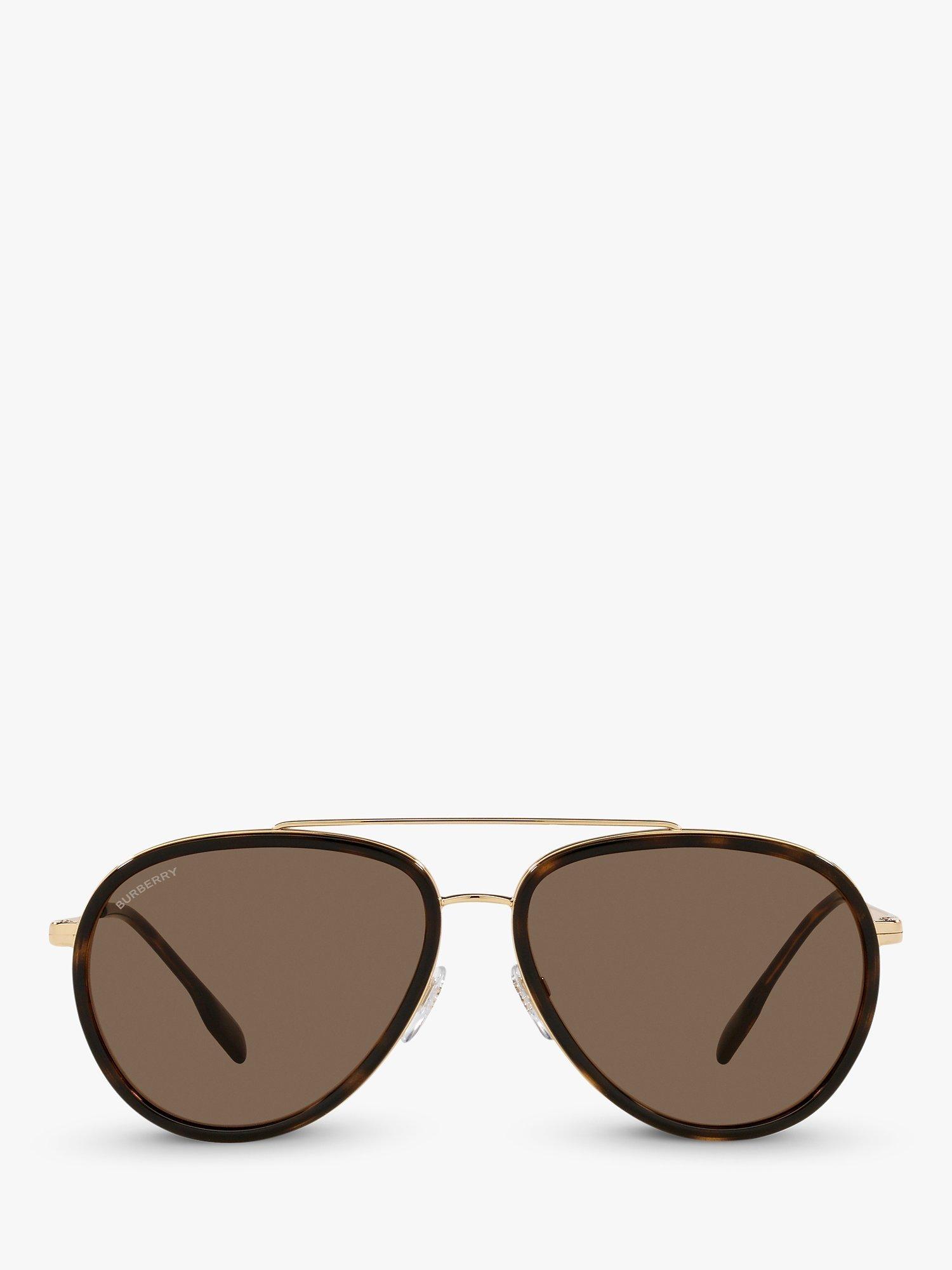 Product image 2 of 4, which shows Burberry BE3125 Men's Oliver Aviator Sunglasses, Gold/Brown
