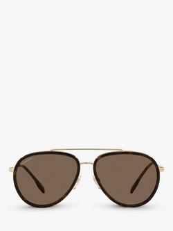 Burberry BE3125 Men's Oliver Aviator Sunglasses, Gold/Brown - view 2, Gold